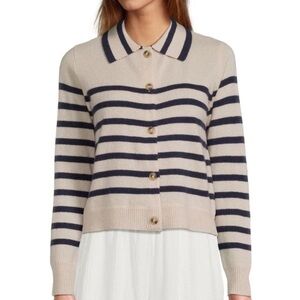 NEW! Nautical Cashmere Long Sleeve Striped Sweater Collared Saks Fifth Ave NWT!